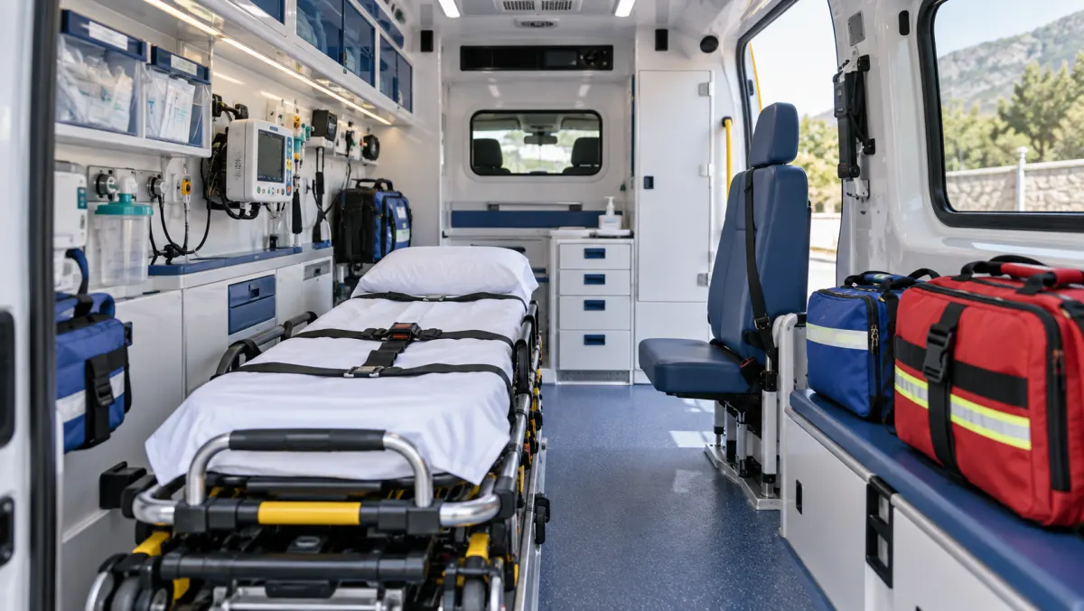 Intérieur moderne et préparé d’une ambulance